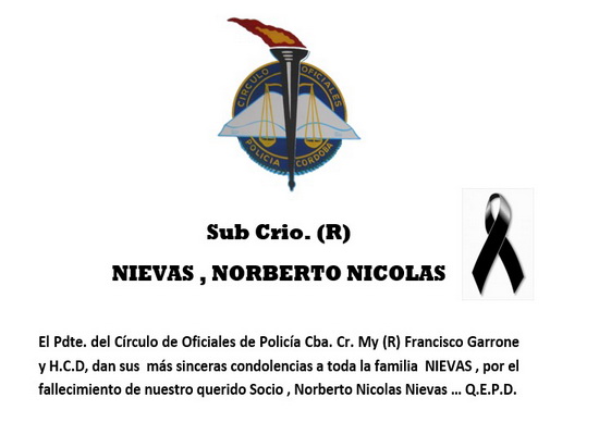 En este momento estás viendo Sub. Crio. (R) Nievas Norberto Nicolas  Q.E.P.D.