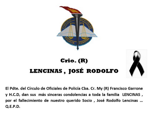 En este momento estás viendo Crio. (R) LENCINAS ,  JOSÉ  RODOLFO   Q.E.P.D.