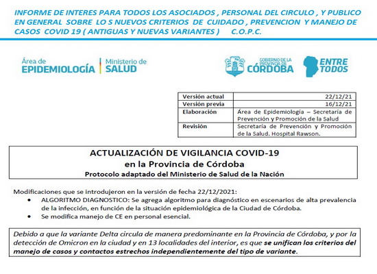 En este momento estás viendo INFORME DE INTERES PARA LOS ASOCIADOS  TEMA: COVID19  ( C.O.P.C.)