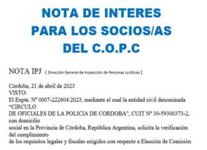 Lee más sobre el artículo NOTA DE INTERES PARA LOS SOCIOS/AS