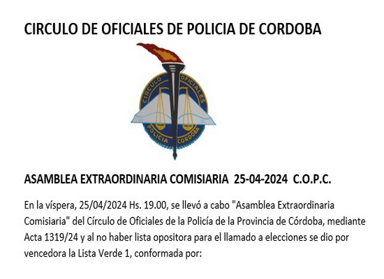 En este momento estás viendo ASAMBLEA EXTRAORDINARIA COMISIARIA  25-04-2024  C.O.P.C.