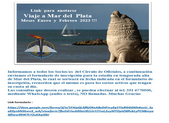 En este momento estás viendo Sorteo Estadía  Mar del Plata Ene-Feb 2023